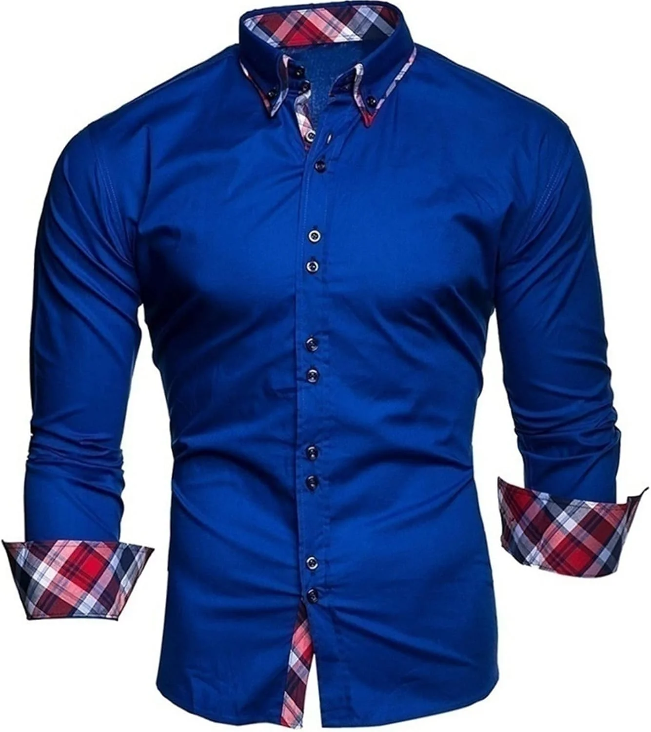 Nyyldr Men shirt Men's business shirt Long sleeve slim formal casual shirt(Hortel�,L)