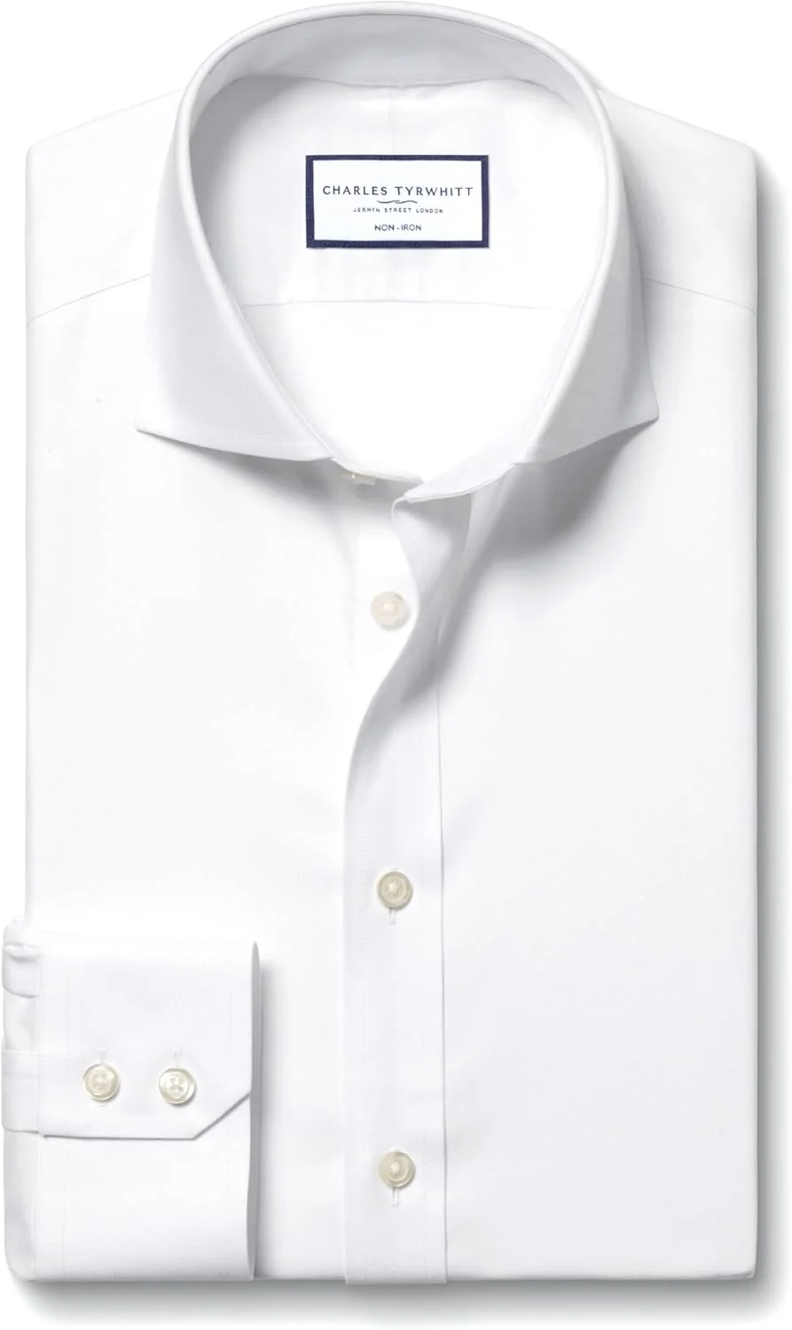 پیراهن تویل سفید یقه کوسه ای با برش بسیار باریک و بدون نیاز به اتو