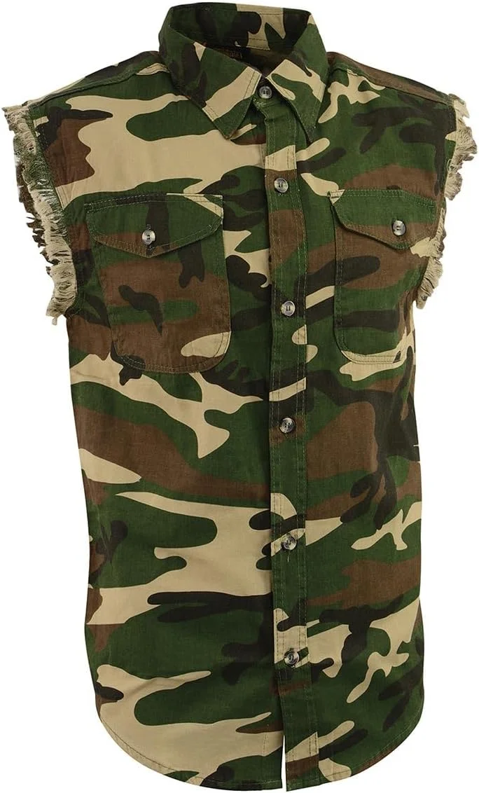 پیراهن جین مردانه استتاری سبک وزن میلواکی لدر مدل DM4010 با ظاهر قدیمی و آستین های ریش ریش