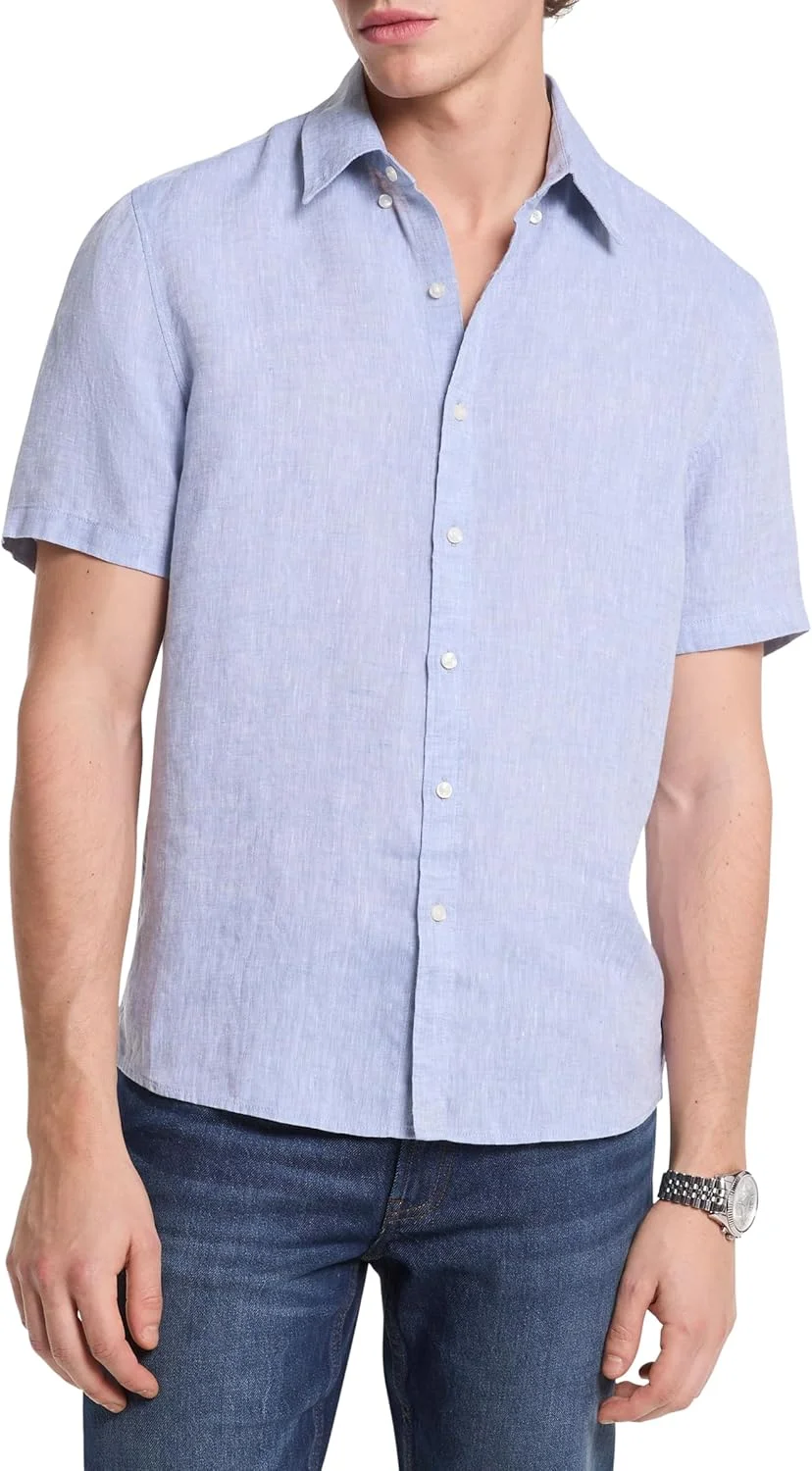 Michael Kors mens Short Sleeve Linen Shirt Short Sleeve Linen Shirt