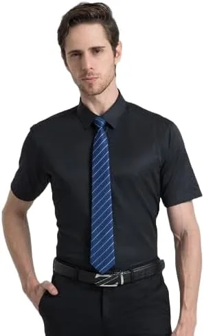 MOTIM Men's Short Sleeve Formal Shirt Fit Slim Fit Business Dress Shirts Casual Button Down Shirt