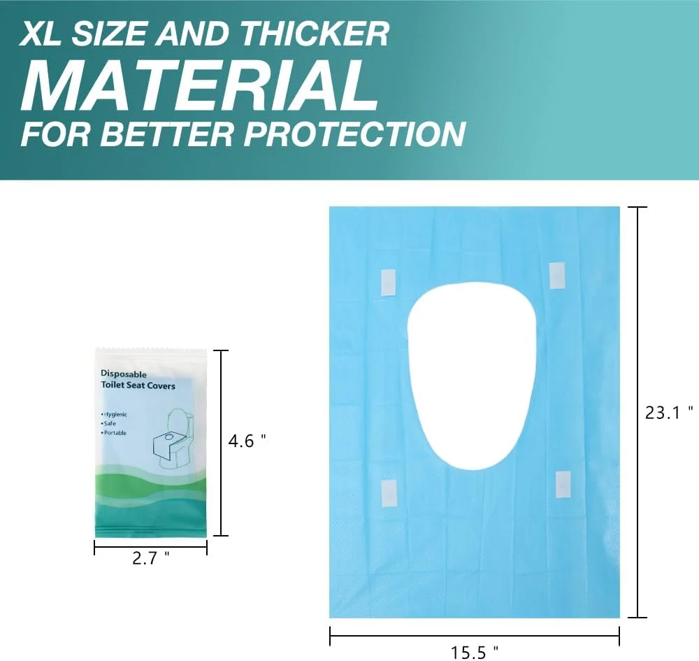 روکش توالت فرنگی یکبار مصرف هوژا، 50 عدد سایز خیلی بزرگ ضد آب، بسته بندی تکی مناسب بزرگسالان و کودکان، لوازم جانبی مسافرتی قابل حمل برای سرویس بهداشتی عمومی، هواپیما، کمپینگ