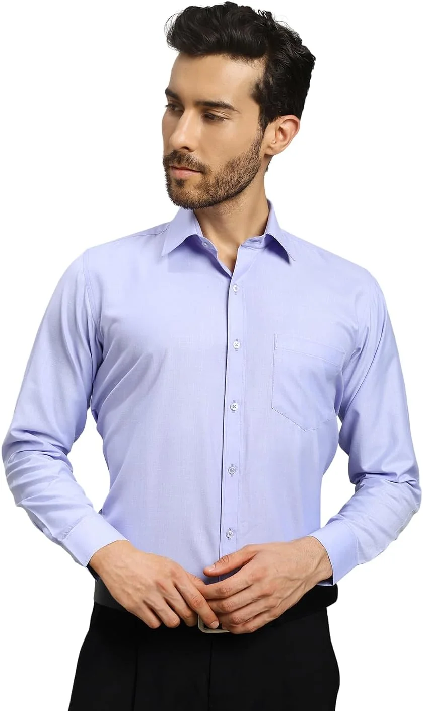پیراهن رسمی مردانه - پارچه پلی کتان بدون چروک، آستین بلند، مدل معمولی، مناسب برای محیط کار و استایل نیمه رسمی