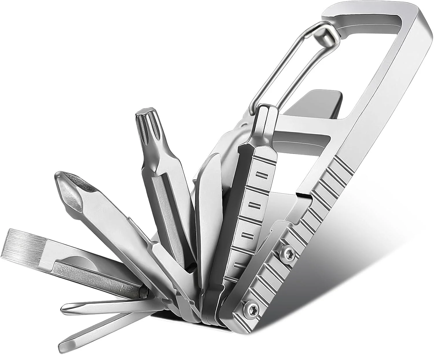 جاکلیدی چندکاره 12 در 1 Uadme، ابزار تاشو جیبی استیل ضد زنگ EDC، ابزار چندگانه برای سری پیچ گوشتی، چاقو، درب بازکن بطری و ابزار تعمیرات فضای باز، هدیه ابزار برای مردان