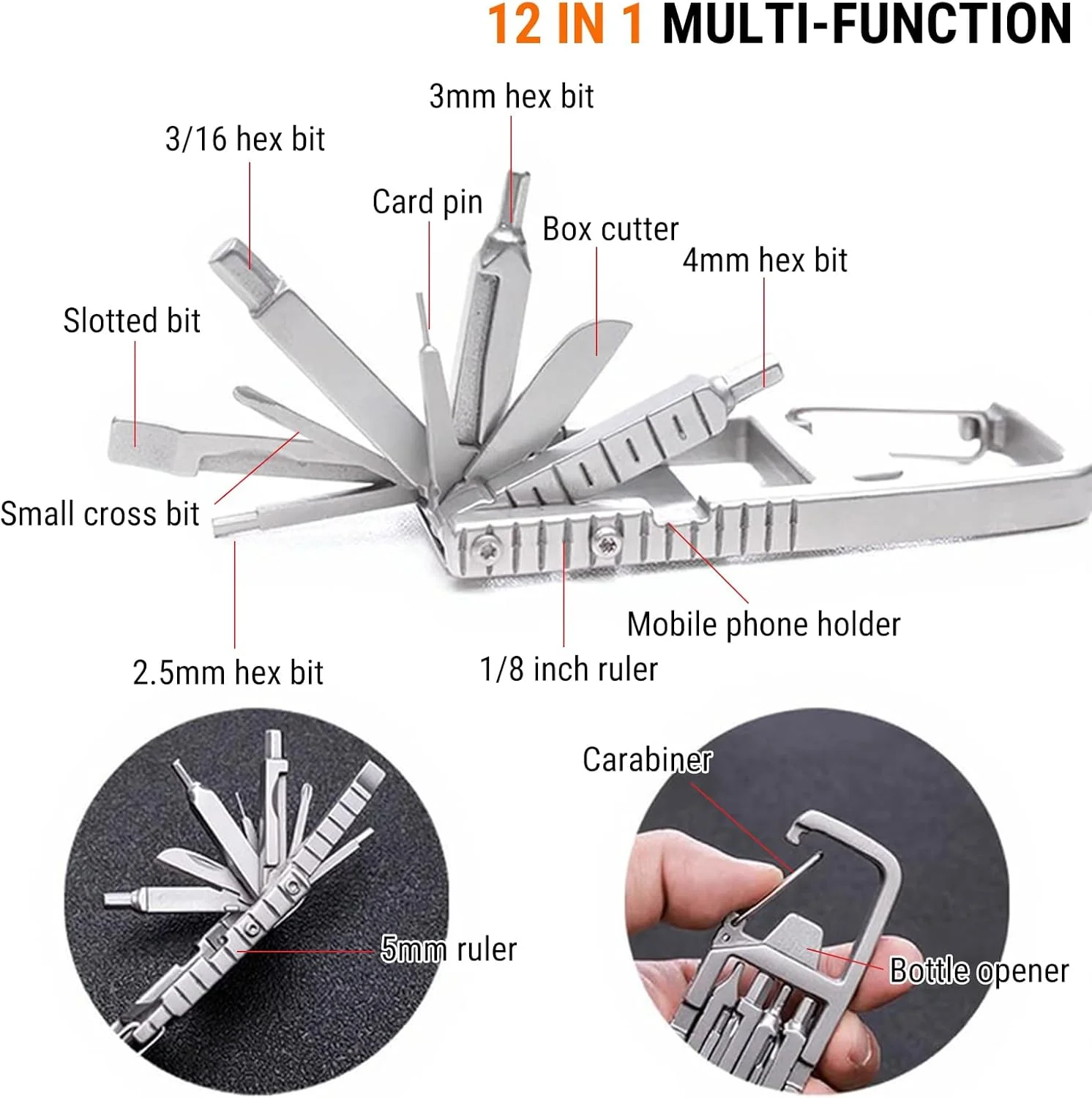 جاکلیدی چندکاره 12 در 1 Uadme، ابزار تاشو جیبی استیل ضد زنگ EDC، ابزار چندگانه برای سری پیچ گوشتی، چاقو، درب بازکن بطری و ابزار تعمیرات فضای باز، هدیه ابزار برای مردان جاکلیدی چندکاره 12 در 1 Uadme، ابزار تاشو جیبی استیل ضد زنگ EDC، ابزار چندگانه برای سری پیچ گوشتی، چاقو، درب بازکن بطری و ابزار تعمیرات فضای باز، هدیه ابزار برای مردان