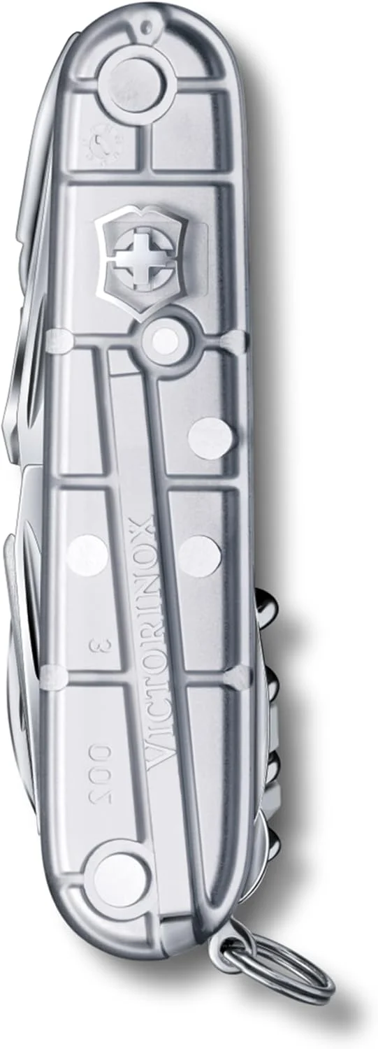 چاقوی جیبی سوئیسی Victorinox Swiss Champ، متوسط، ابزار چند منظوره، 31 عملکرد، تیغه، قیچی، Silvertech