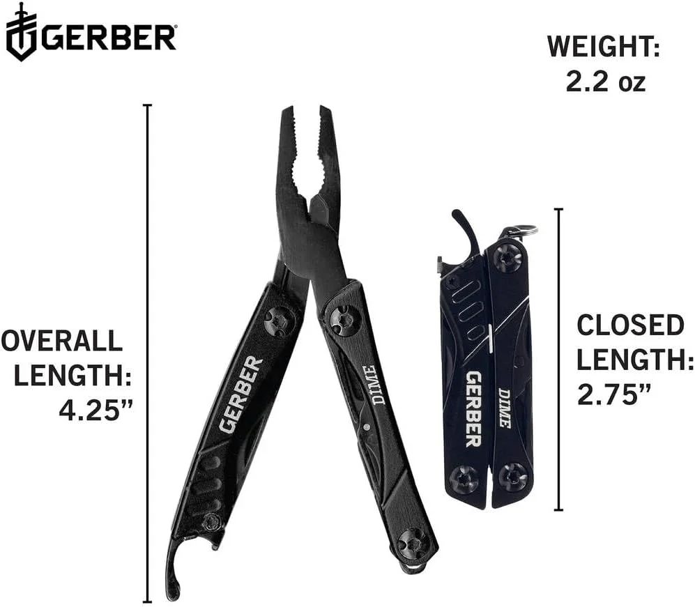 ابزار چندکاره کوچک GERBER GEAR 30-000469N 12-in-1 Dime، انبردست سوزنی، چاقوی جیبی جاکلیدی، درب بازکن بطری، ابزار EDC، مشکی ابزار چندکاره کوچک GERBER GEAR 30-000469N 12-in-1 Dime، انبردست سوزنی، چاقوی جیبی جاکلیدی، درب بازکن بطری، ابزار EDC، مشکی