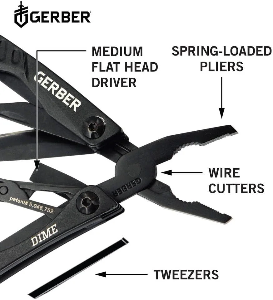 ابزار چندکاره کوچک GERBER GEAR 30-000469N 12-in-1 Dime، انبردست سوزنی، چاقوی جیبی جاکلیدی، درب بازکن بطری، ابزار EDC، مشکی ابزار چندکاره کوچک GERBER GEAR 30-000469N 12-in-1 Dime، انبردست سوزنی، چاقوی جیبی جاکلیدی، درب بازکن بطری، ابزار EDC، مشکی