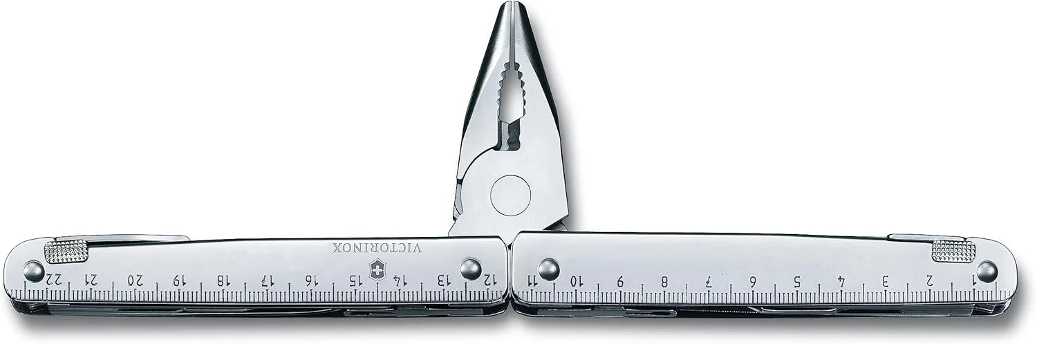 چاقوی جیبی ارتشی بزرگ Victorinox Swiss Tool X Plus Ratchet، ابزار چندگانه، 38 عملکرد، تیغه قفل شونده، کیف، نقره ای چاقوی جیبی ارتشی بزرگ Victorinox Swiss Tool X Plus Ratchet، ابزار چندگانه، 38 عملکرد، تیغه قفل شونده، کیف، نقره ای