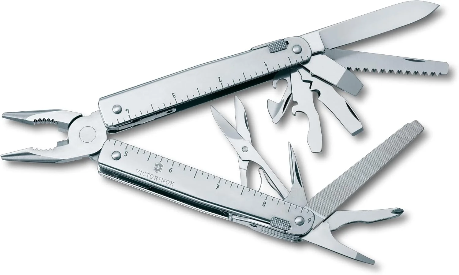چاقوی جیبی ارتشی سوئیسی Victorinox Swiss Tool، بزرگ، ابزار چندگانه، 28 عملکرد، تیغه قفل شونده، کیف، نقره ای، کوچک چاقوی جیبی ارتشی سوئیسی Victorinox Swiss Tool، بزرگ، ابزار چندگانه، 28 عملکرد، تیغه قفل شونده، کیف، نقره ای، کوچک