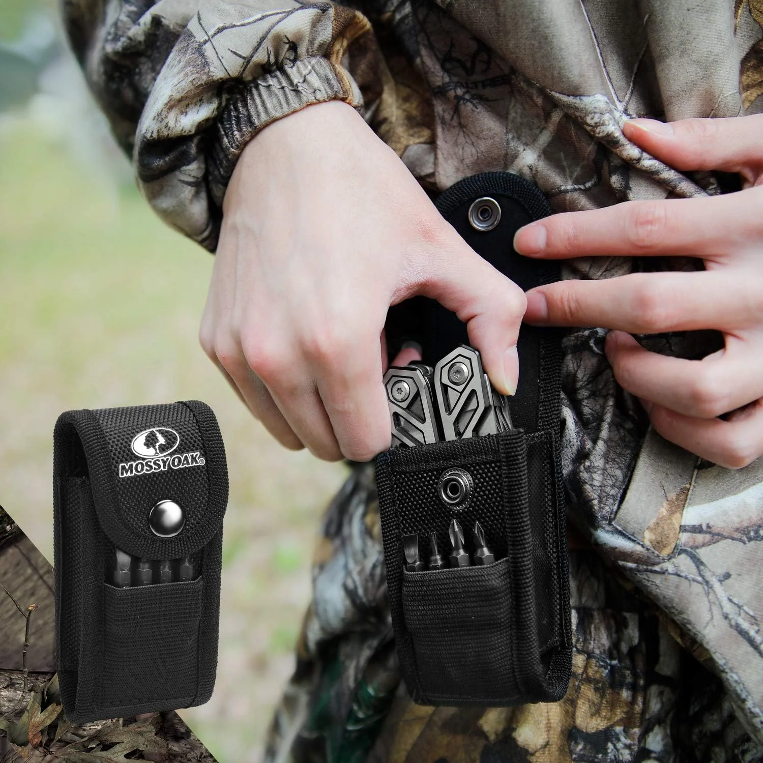 ابزار چندکاره MOSSY OAK، ابزار چند منظوره 21 در 1 استیل ضد زنگ با غلاف پیچ گوشتی، انبردست چندکاره خود قفل شونده با غلاف - ایده آل برای فضای باز، بقا، کمپینگ، پیاده روی، تعمیرات ساده ابزار چندکاره MOSSY OAK، ابزار چند منظوره 21 در 1 استیل ضد زنگ با غلاف پیچ گوشتی، انبردست چندکاره خود قفل شونده با غلاف - ایده آل برای فضای باز، بقا، کمپینگ، پیاده روی، تعمیرات ساده