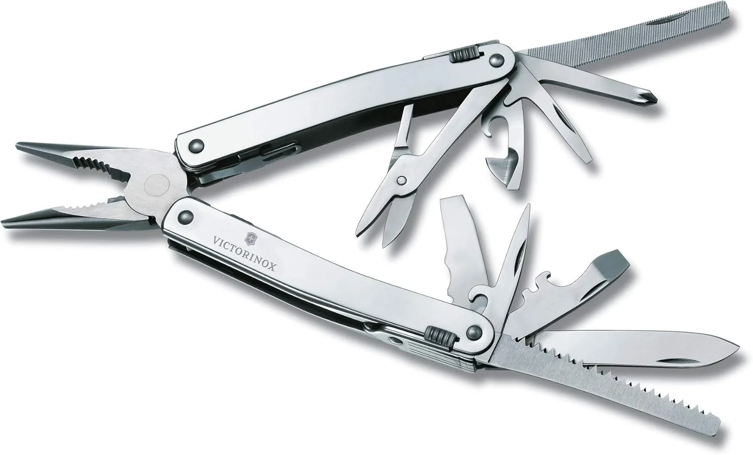 چاقوی چندکاره ویکتورینوکس Swiss Tool Spirit X Plus، ساخت سوئیس، دارای 35 عملکرد به همراه دم باریک - نقره ای چاقوی چندکاره ویکتورینوکس Swiss Tool Spirit X Plus، ساخت سوئیس، دارای 35 عملکرد به همراه دم باریک - نقره ای