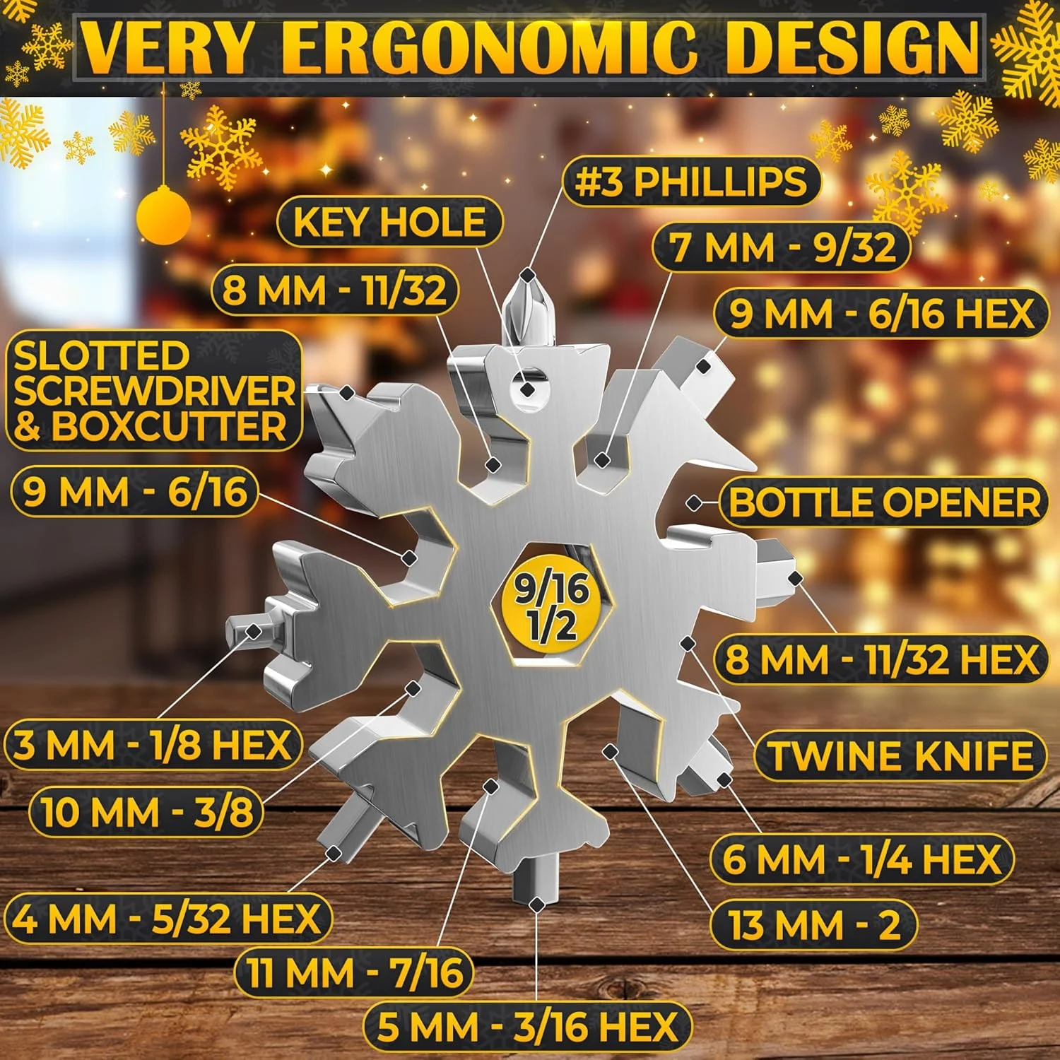 ابزار چندکاره دانه برفی استیل KETAR، 6 عددی، 18 در 1، جاکلیدی قابل حمل، پیچ گوشتی، درب بازکن بطری، مناسب کمپینگ در فضای باز - ابزار چندکاره دوچرخه، گجت های جالب، ایده هدیه (نقره ای، چند رنگ، مشکی) ابزار چندکاره دانه برفی استیل KETAR، 6 عددی، 18 در 1، جاکلیدی قابل حمل، پیچ گوشتی، درب بازکن بطری، مناسب کمپینگ در فضای باز - ابزار چندکاره دوچرخه، گجت های جالب، ایده هدیه (نقره ای، چند رنگ، مشکی)