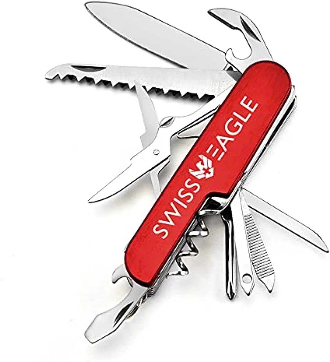 چاقوی ارتشی چندکاره Swiss Eagle - شامل 11 ابزار در جیب شما (قرمز 2)