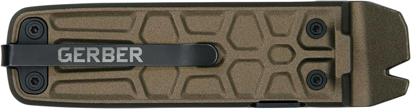 ابزار چندکاره 7 در 1 Gerber Gear Lockdown Slim Pry - تیغه لبه صاف 2.5 اینچی، قیچی، اره - تجهیزات EDC - برنز سوخته