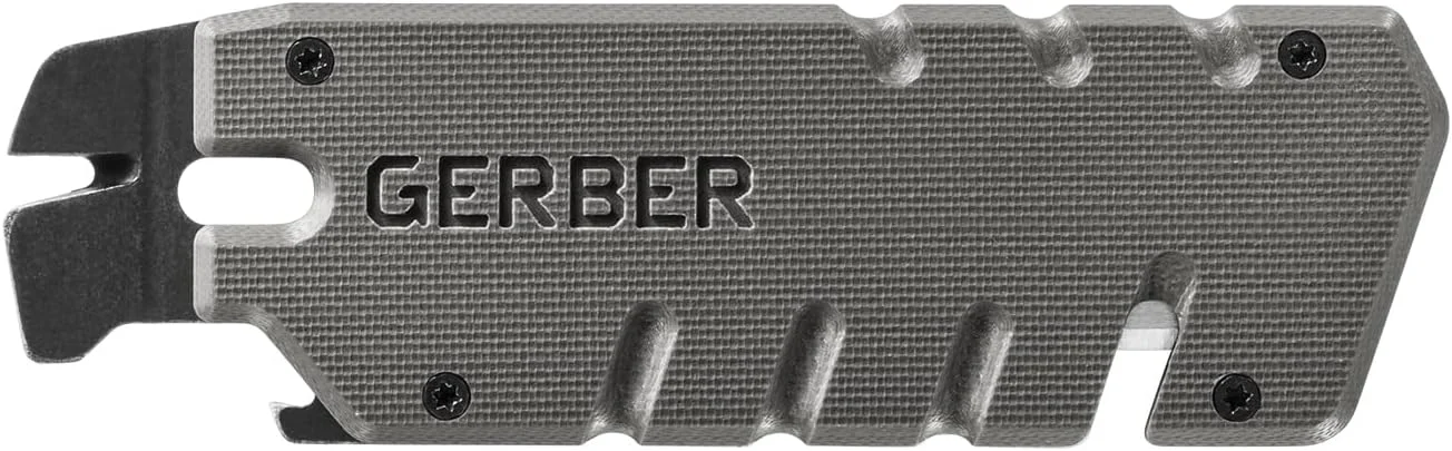 Gerber Gear Prybrid Utility Knife - 8-in-1 Multi-Tool with Pry Bar, Nail Puller, Wire Stripper, Drivers, Bottle Opener, Cord Cutter - EDC Knife - Grey G10 Handle