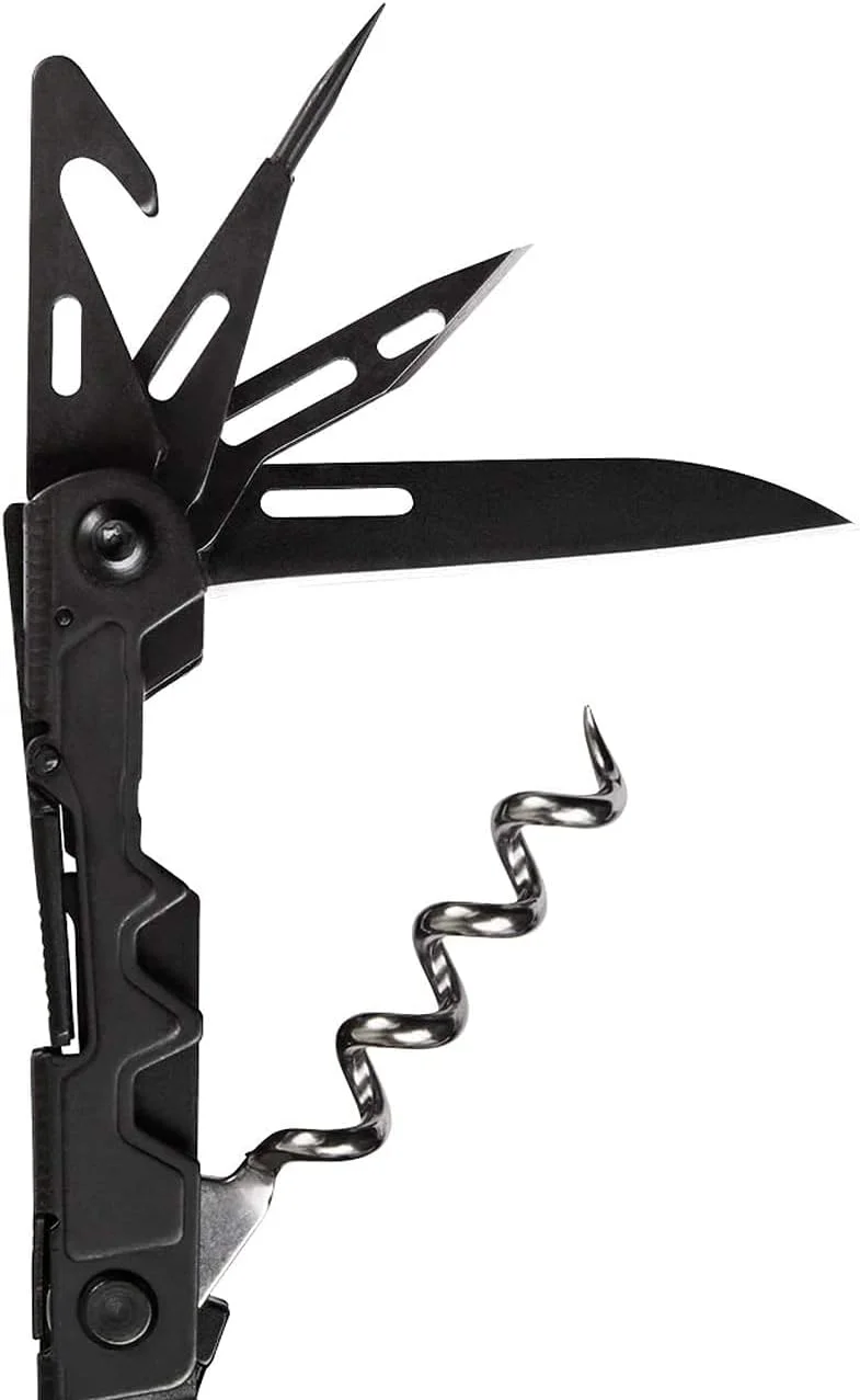 SOG PowerLite Mini Utility Multi-Tool w/ 19 Lightweight Tools, Compact 5 Inch Long Utility Tool with Knife, Screwdriver, Hex Bit Holder (PL1002-CP), Black
