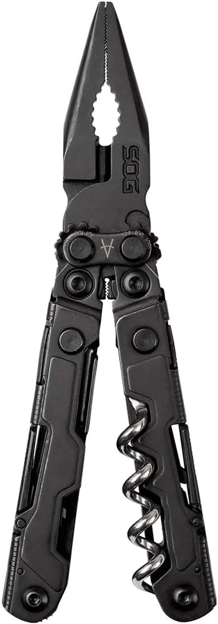 SOG PowerLite Mini Utility Multi-Tool w/ 19 Lightweight Tools, Compact 5 Inch Long Utility Tool with Knife, Screwdriver, Hex Bit Holder (PL1002-CP), Black