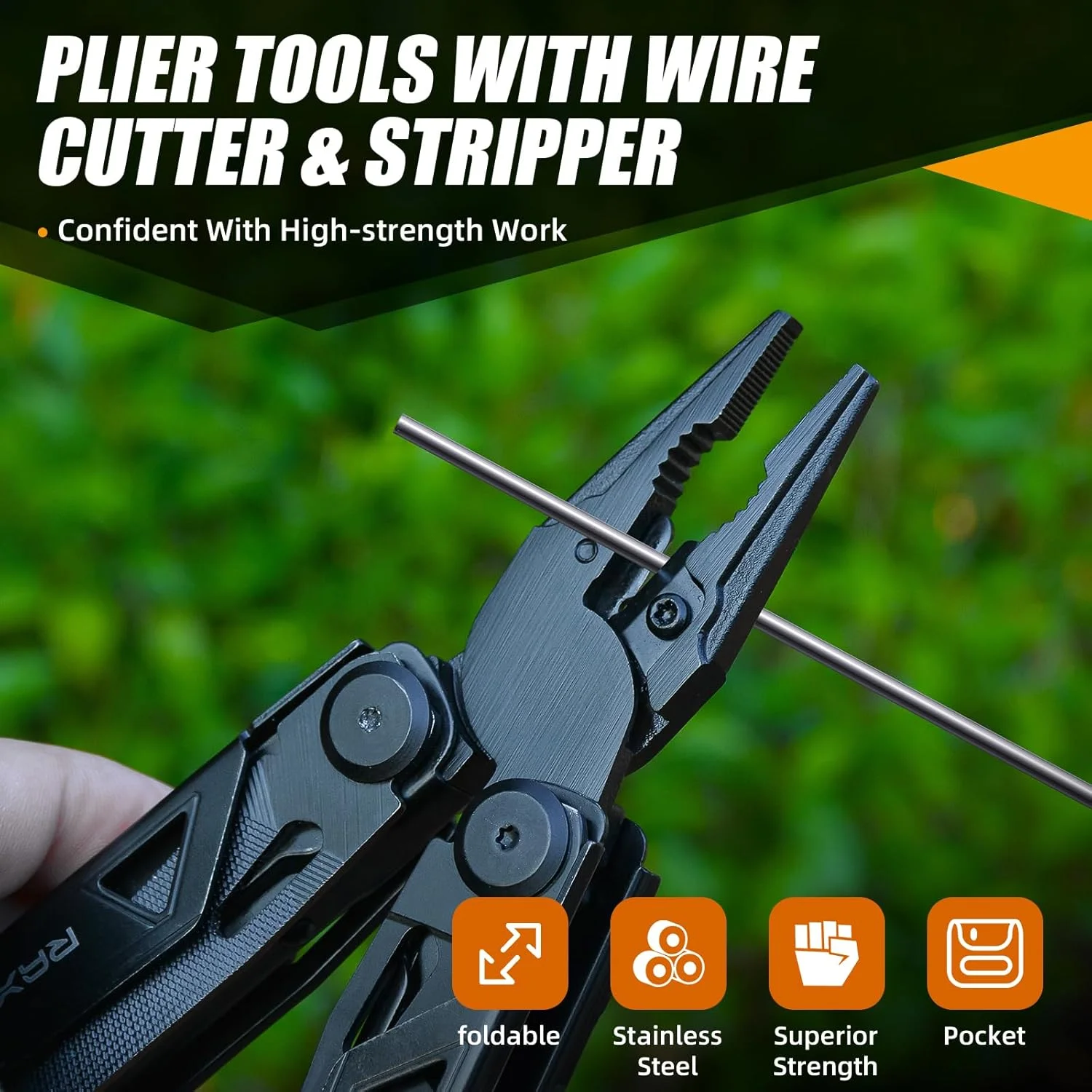 RAXCO Multi-tool Pliers Tool,Stainless Steel with Nylon Sheath,Gadgets for Man,6.5-inch,Black