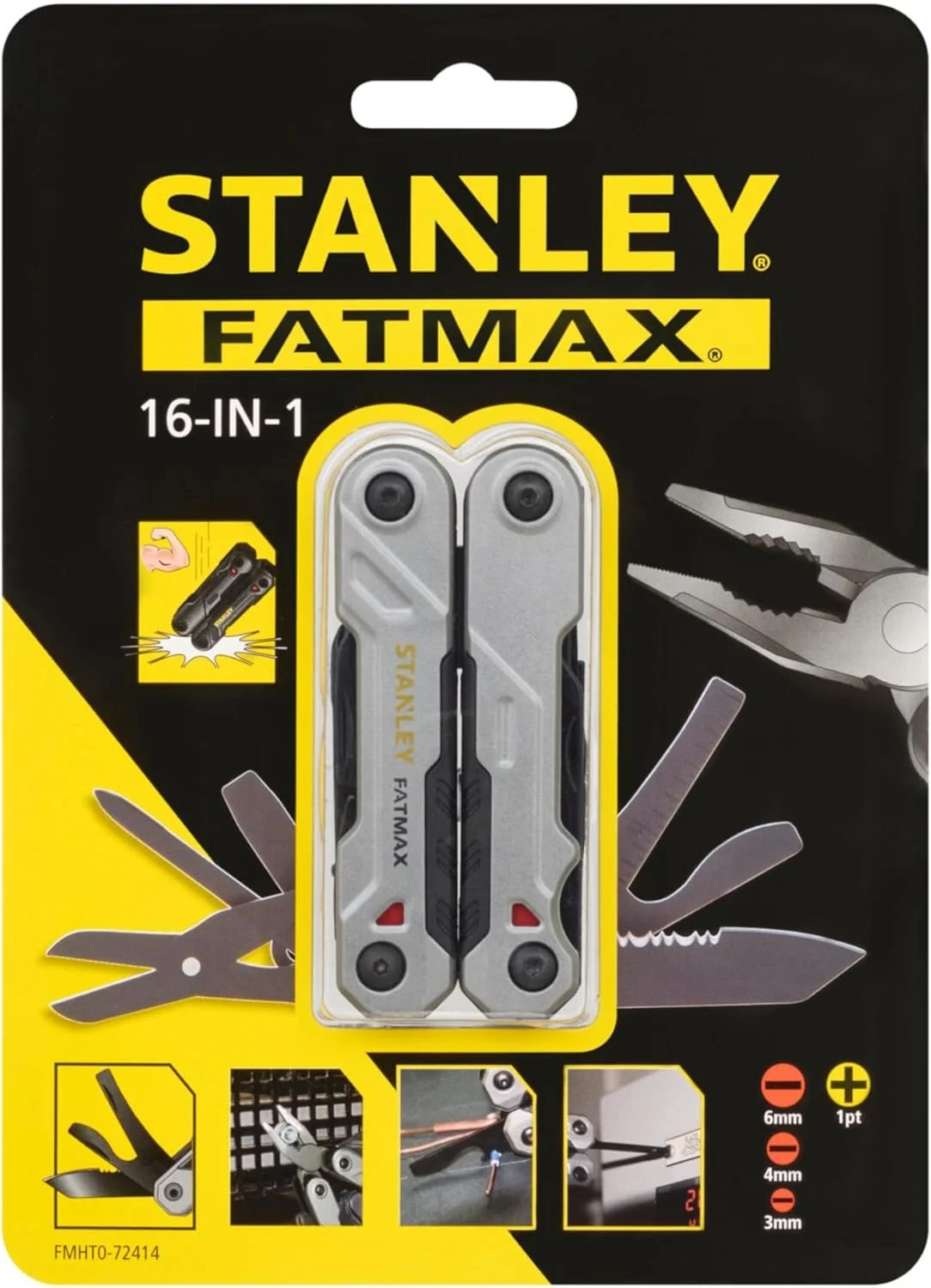 ابزار چندکاره تاشو 16 در 1 استنلی FatMax FMHT0-72414 با خاصیت ضد زنگ مناسب برای کارهای تعمیراتی جزئی، ایده آل برای خانه، ماشین، دوچرخه، کمپینگ و فعالیت های خارج از منزل، خاکستری