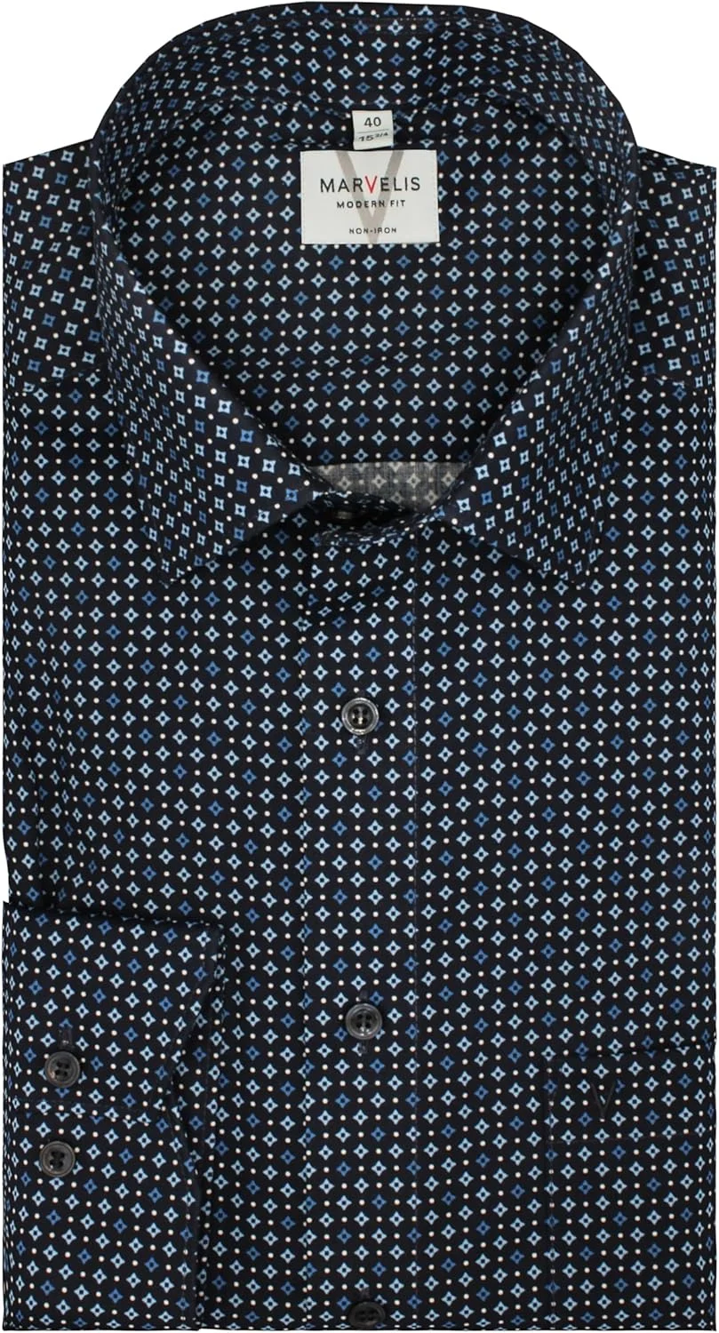 پیراهن مردانه مارولیس، مدل مدرن، آستین خیلی بلند 69 سانتی متر، 100% نخی، بدون نیاز به اتو، 18 x سرمه ای، 48