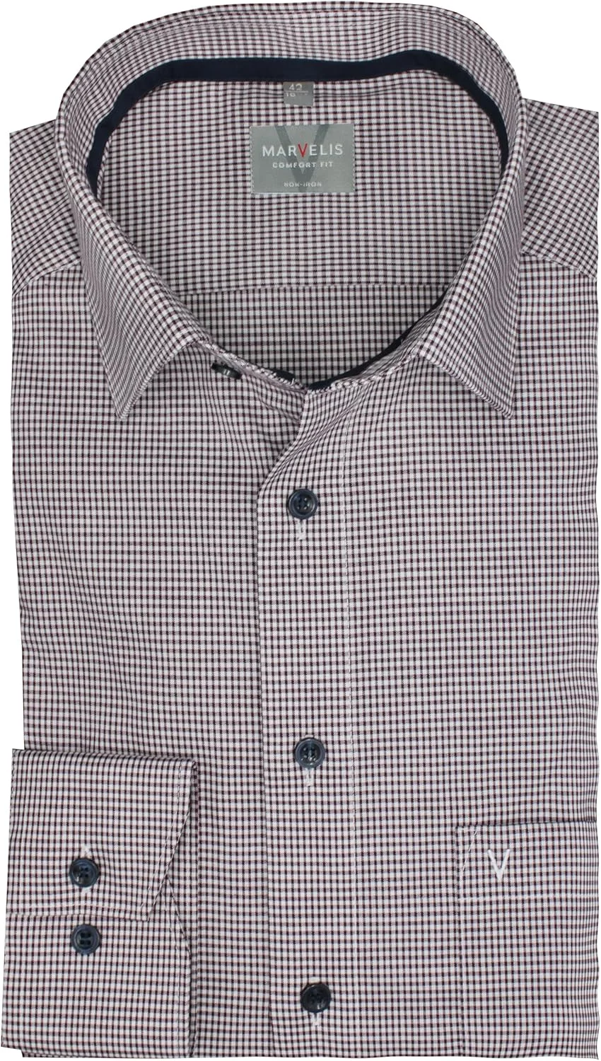 پیراهن مردانه مارولیس، مناسب برای کار، بدون نیاز به اتو، فیت راحت، آستین بلند، یقه Kent، 100% پنبه، بنفش-94، 44