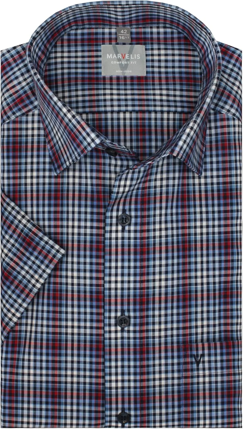 پیراهن مردانه آستین بلند مارولیس نیو کنت، مناسب کار، بدون نیاز به اتو، با تن خور راحت، طرح چهارخانه
