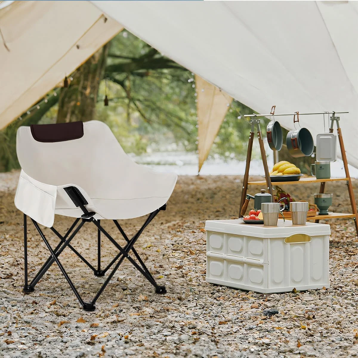 صندلی تاشو کمپینگ سنگین T Tersely با جیب های جانبی، سبک و قابل حمل، تحمل وزن تا 200 کیلوگرم برای ماهیگیری، کمپینگ، پیک نیک، باربیکیو، ساحل و فعالیت های فضای باز
