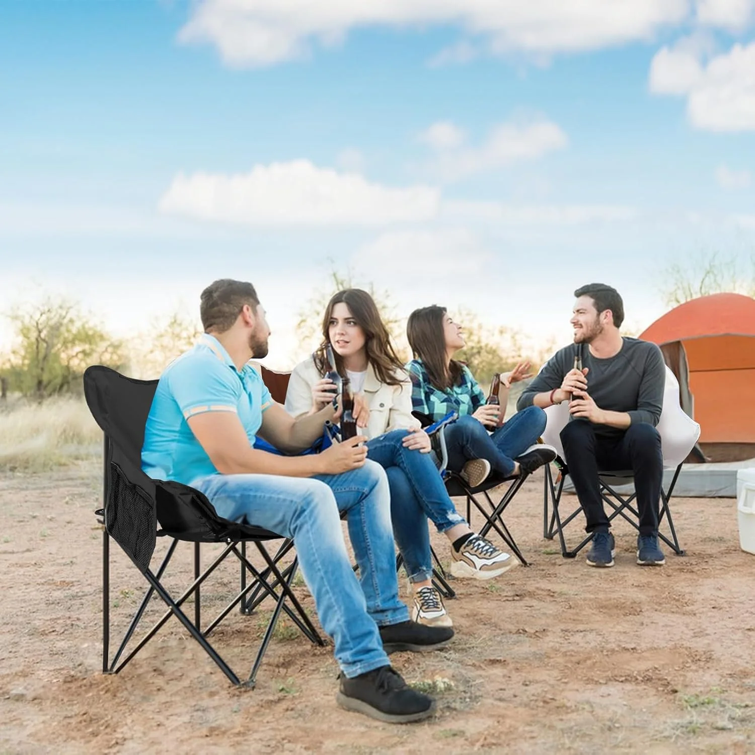 Rollingsurfer Folding Moon Chair, Portable Lightweight Camping Chair with Side Pocket, Foldable Backpacking Chair Ultra Durable for Outdoor Hiking Beach Travel with Carrying Bag, Supports up to 300LBS Rollingsurfer Folding Moon Chair, Portable Lightweight Camping Chair with Side Pocket, Foldable Backpacking Chair Ultra Durable for Outdoor Hiking Beach Travel with Carrying Bag, Supports up to 300LBS