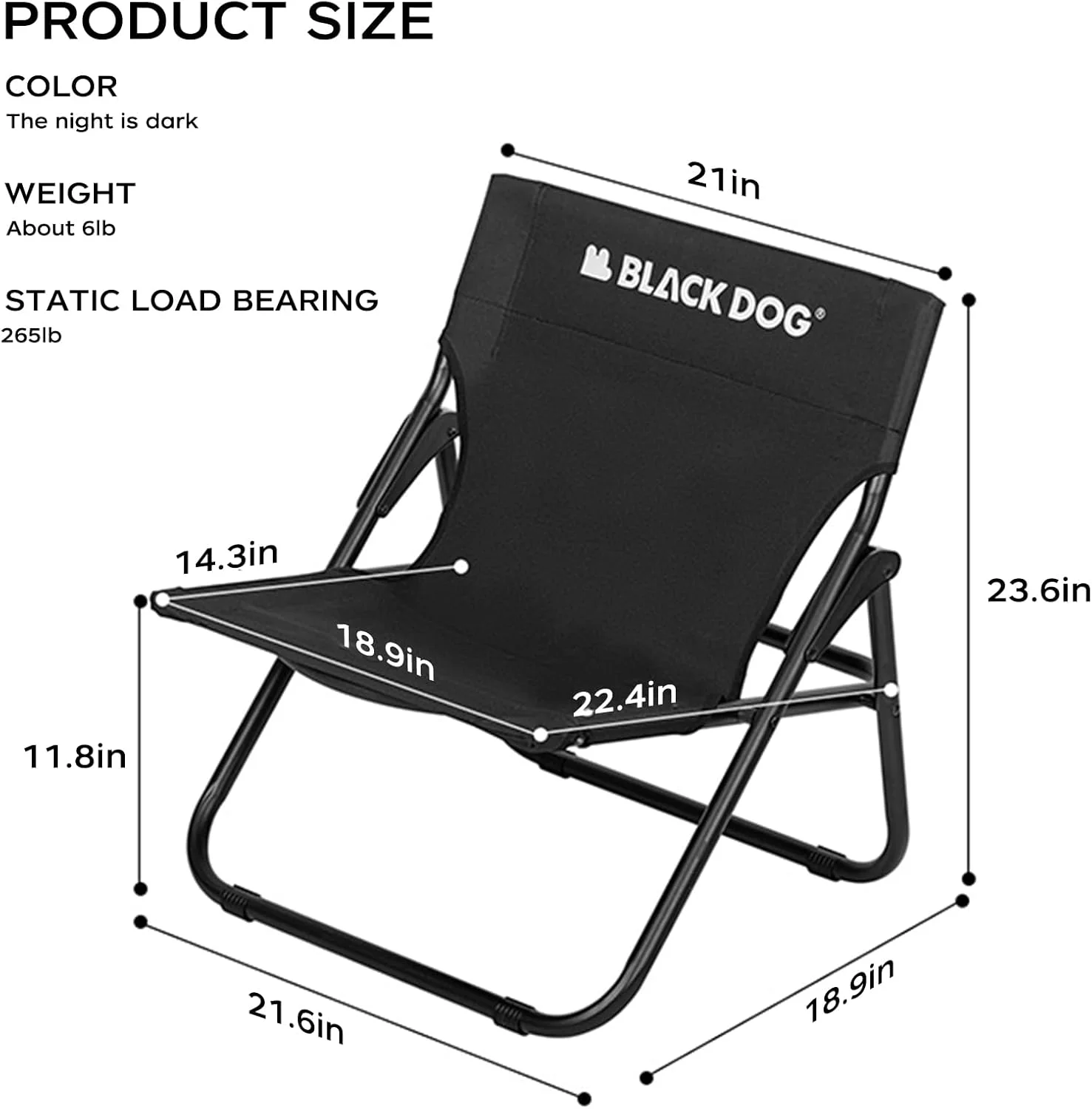 صندلی تاشو کمپینگ قابل حمل برای بزرگسالان، پشتیبانی ارگونومیک در فضای باز ساحلی تا 120 کیلوگرم، آکسفورد 600D، فریم فولاد کربنی، صندلی های تاشو سنگین برای ساحل، پیاده روی، ماهیگیری، باربیکیو