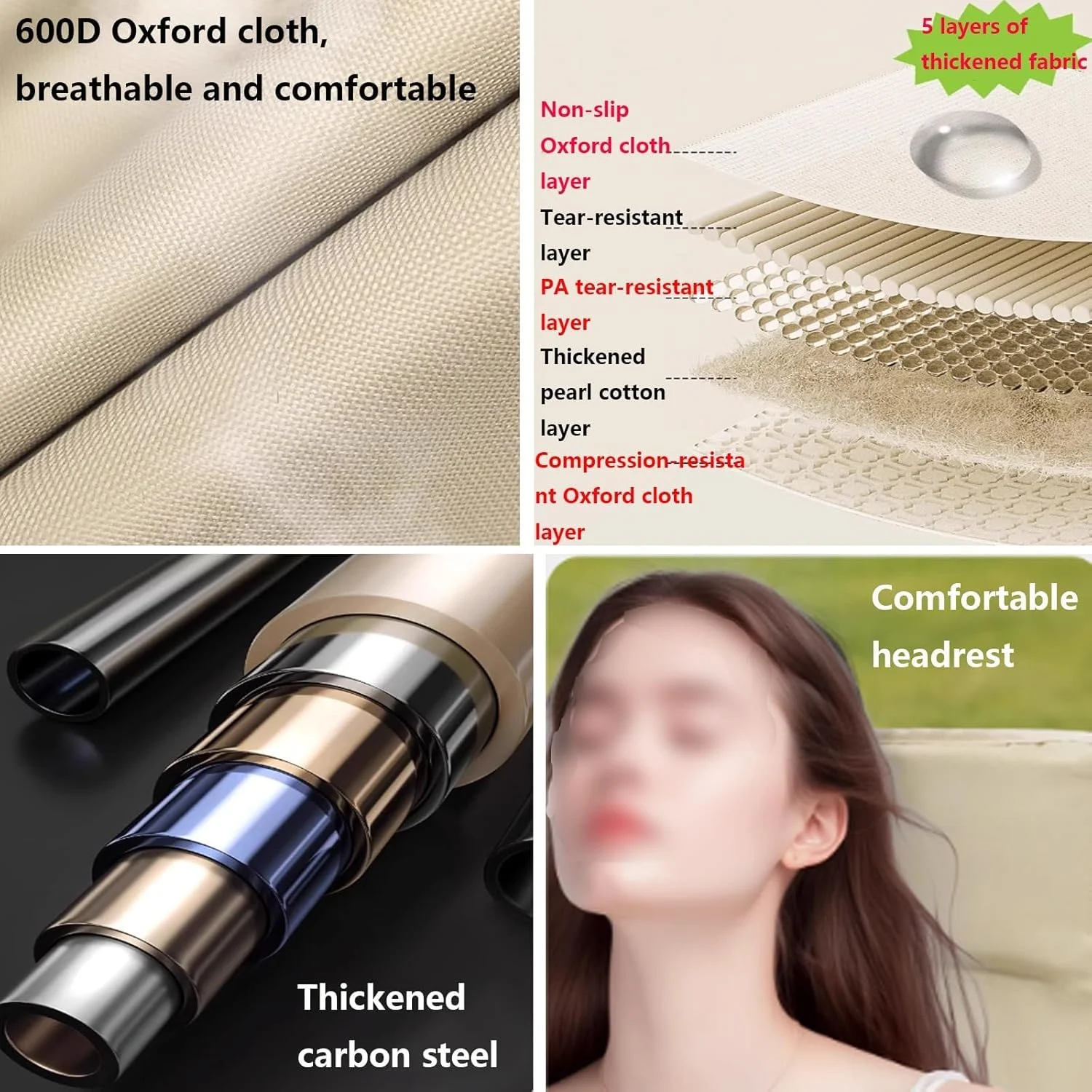 صندلی کمپینگ تاشو قابل تنظیم ORCHID M® برای بزرگسالان، صندلی ماه فشرده با کیف حمل، پارچه آکسفورد 600D، فریم فولاد کربنی برای پیک نیک، ماهیگیری و پیاده روی در فضای باز (مشکی)