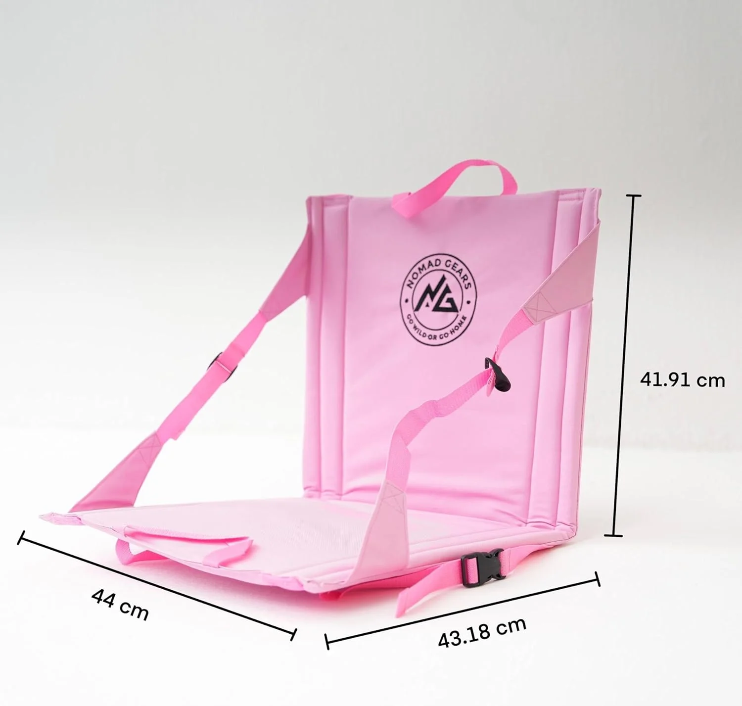 صندلی تاشو کوهنوردی Nomad Gears - صندلی کمپینگ سبک وزن با بندهای قابل تنظیم، جیب توری، فوم نرم و دسته های تسمه ای، مناسب برای سکوهای تماشاچیان، قایق رانی، کمپینگ، ورزش و فضای باز (قهوه ای)