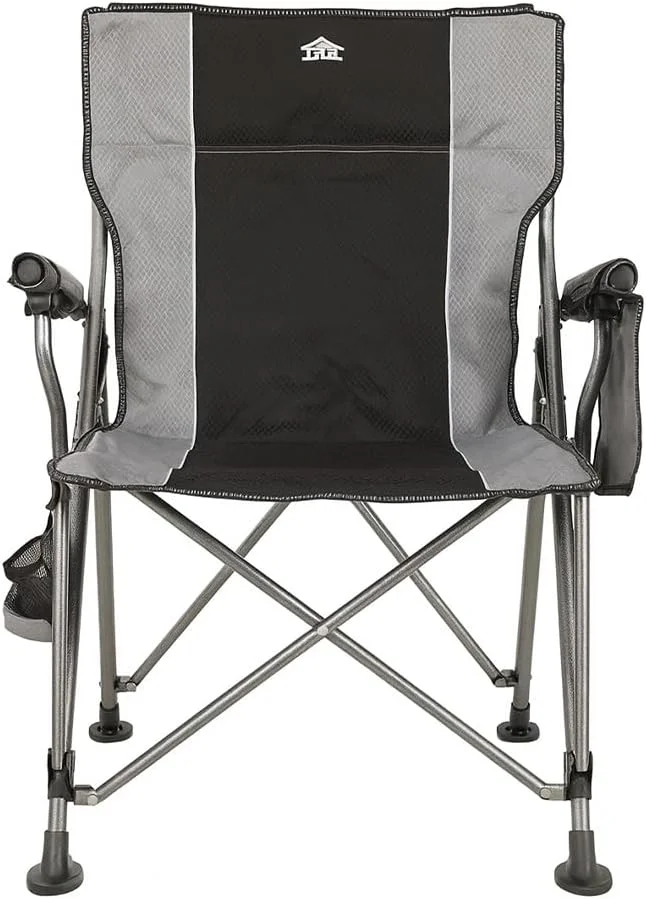 Multi Home Furniture Grey & Black Camping Chair – Foldable Chair with Cup Holder & Side Pocket | Folding Chair for Indoor & Outdoor Use, Beach Chair for Picnic, Balcony & Camping Essentials