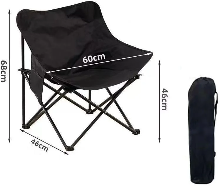 صندلی تاشو کمپینگ هالایایا، صندلی تاشو ساحلی قابل حمل، صندلی سبک وزن چند منظوره برای مسافرت در فضای باز، پیک نیک و پیاده روی به همراه کیف حمل (مشکی سایز M)