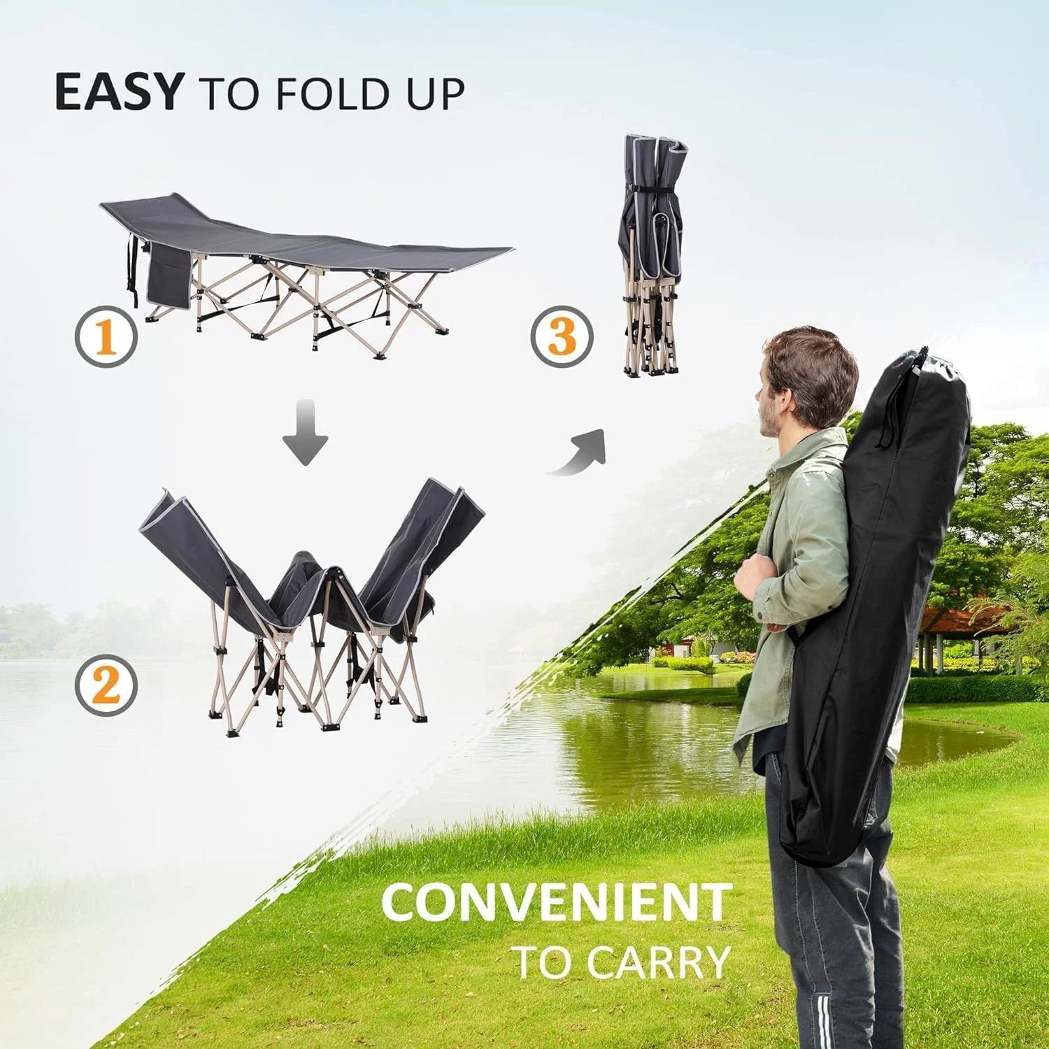 تختخواب تاشو کمپینگ سنگین GO2CAMPS با کیف حمل | صندلی آفتابگیر | تخت مسافرتی | تخت کمپینگ | سرير التخييم | تخت سفری چند منظوره قابل حمل برای ساحل، صحرا، خانه، دفاتر، کمپینگ، مسافرت تختخواب تاشو کمپینگ سنگین GO2CAMPS با کیف حمل | صندلی آفتابگیر | تخت مسافرتی | تخت کمپینگ | سرير التخييم | تخت سفری چند منظوره قابل حمل برای ساحل، صحرا، خانه، دفاتر، کمپینگ، مسافرت