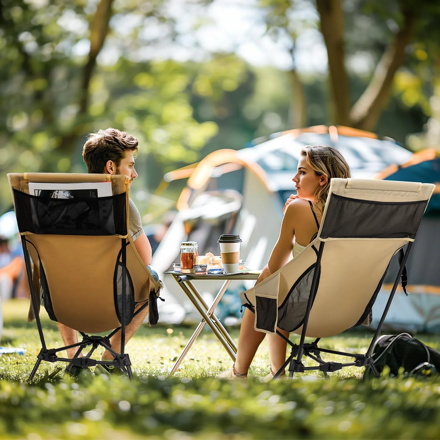 صندلی کمپینگ CANWAY - صندلی تاشو پشتی بلند با تکیه گاه سر برای بزرگسالان، صندلی کمپینگ سبک وزن برای فضای باز، پیاده روی، مسافرت، پیک نیک، کنسرت های چمن صندلی کمپینگ CANWAY - صندلی تاشو پشتی بلند با تکیه گاه سر برای بزرگسالان، صندلی کمپینگ سبک وزن برای فضای باز، پیاده روی، مسافرت، پیک نیک، کنسرت های چمن