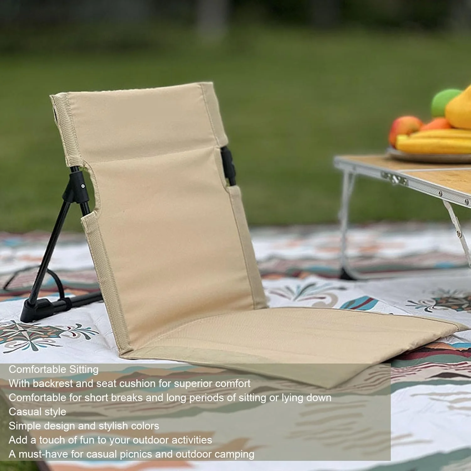 صندلی تاشو فوق سبک کمپینگ با پشتی، 39x39x40 سانتی متر، صندلی استراحت در فضای باز با کیف حمل برای کمپینگ، ساحل، سفرهای جاده ای، کوسن پشتی فضای باز غیر رسمی صندلی تاشو فوق سبک کمپینگ با پشتی، 39x39x40 سانتی متر، صندلی استراحت در فضای باز با کیف حمل برای کمپینگ، ساحل، سفرهای جاده ای، کوسن پشتی فضای باز غیر رسمی
