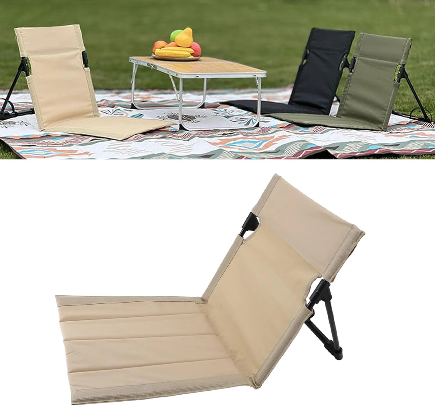 صندلی تاشو فوق سبک کمپینگ با پشتی، 39x39x40 سانتی متر، صندلی استراحت در فضای باز با کیف حمل برای کمپینگ، ساحل، سفرهای جاده ای، کوسن پشتی فضای باز غیر رسمی صندلی تاشو فوق سبک کمپینگ با پشتی، 39x39x40 سانتی متر، صندلی استراحت در فضای باز با کیف حمل برای کمپینگ، ساحل، سفرهای جاده ای، کوسن پشتی فضای باز غیر رسمی