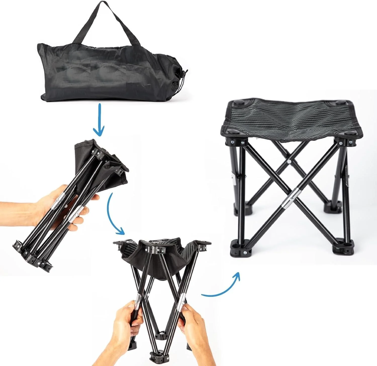 Benting Camping Stool, Folding Samll Chair Portable Camp Stool for Camping Fishing Hiking Gardening and Beach, Camping Seat with Carry Bag (Blue Leaf)