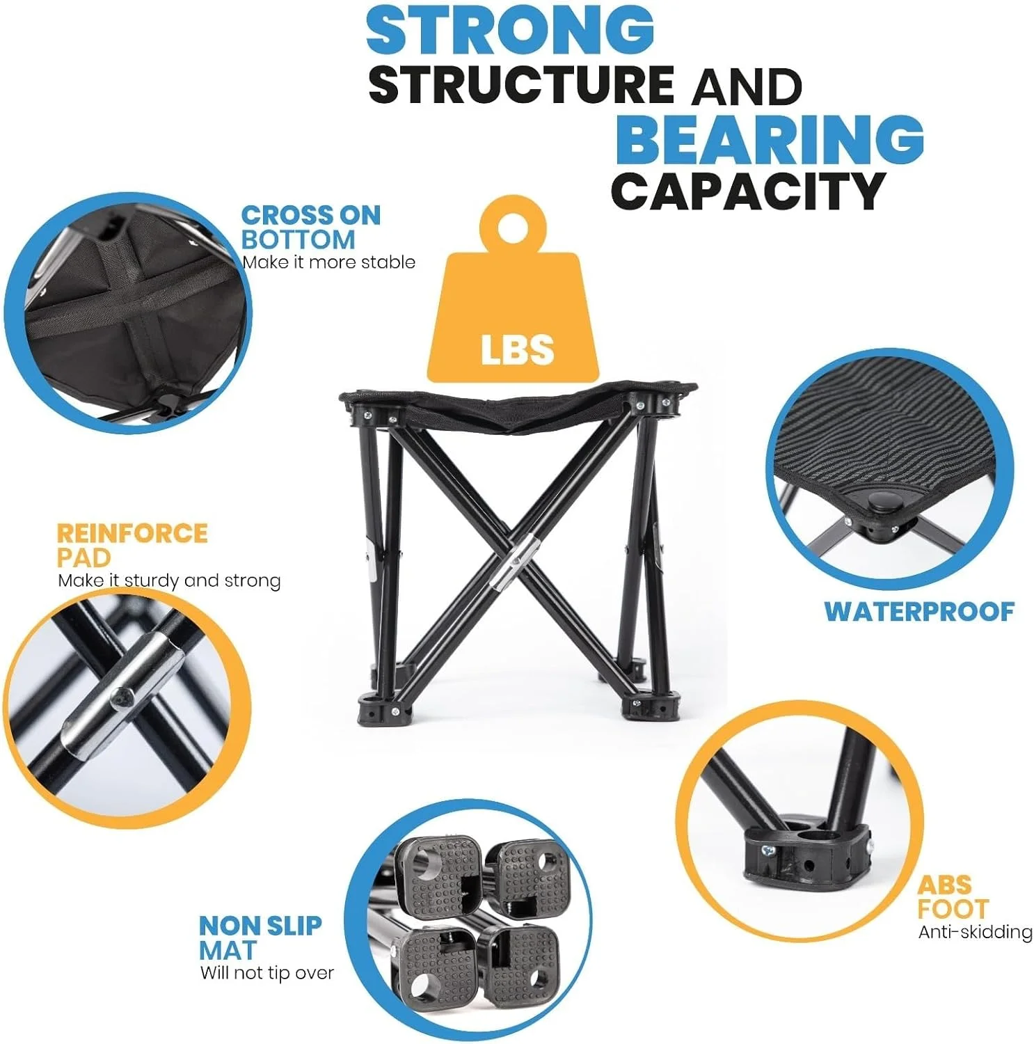 Benting Camping Stool, Folding Samll Chair Portable Camp Stool for Camping Fishing Hiking Gardening and Beach, Camping Seat with Carry Bag (Blue Leaf)