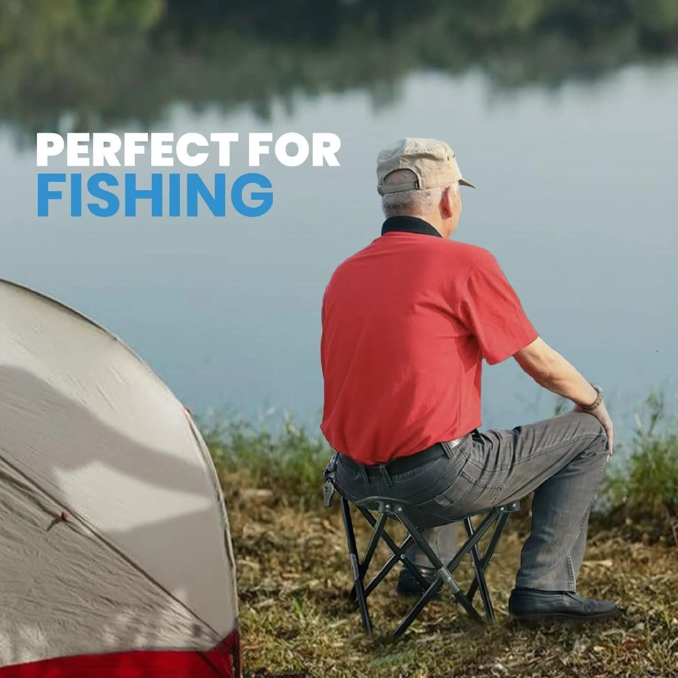 Benting Camping Stool, Folding Samll Chair Portable Camp Stool for Camping Fishing Hiking Gardening and Beach, Camping Seat with Carry Bag (Blue Leaf)