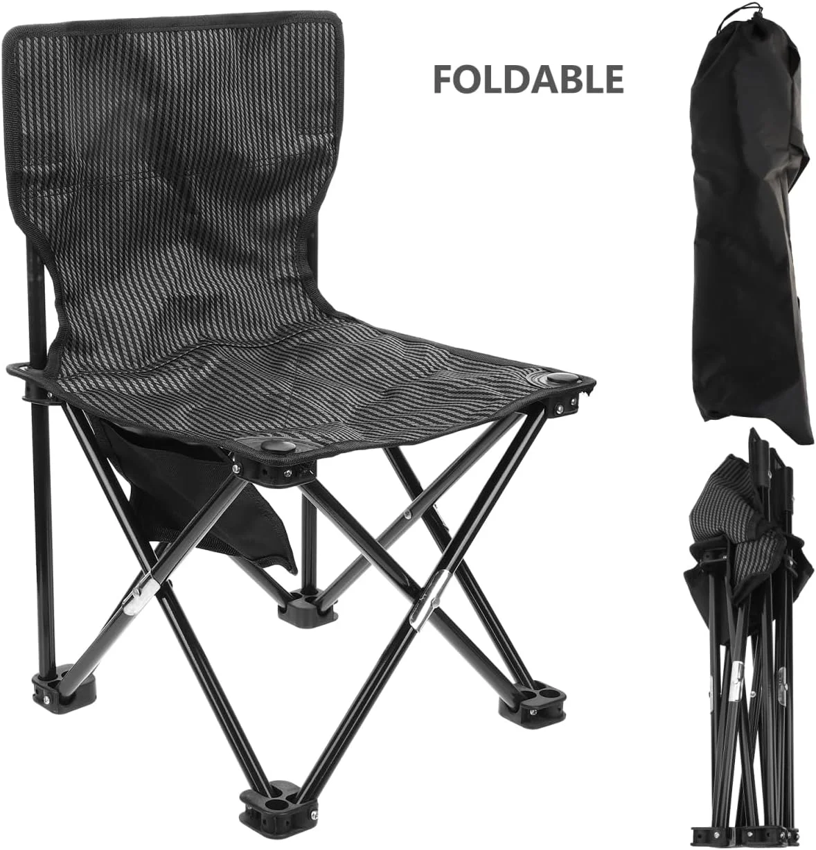 Folding Camping Chair with Carry Storage Bag,Portable Lightweight Foldable Beach Chair Backpacking Chair for Fishing, BBQ, Beach, Travel, Picnic,Hiking,Thicken 600D Oxford,Hold Up to 200lbs (Black) Folding Camping Chair with Carry Storage Bag,Portable Lightweight Foldable Beach Chair Backpacking Chair for Fishing, BBQ, Beach, Travel, Picnic,Hiking,Thicken 600D Oxford,Hold Up to 200lbs (Black)