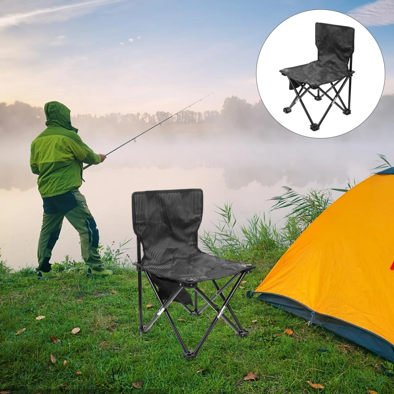 Folding Camping Chair with Carry Storage Bag,Portable Lightweight Foldable Beach Chair Backpacking Chair for Fishing, BBQ, Beach, Travel, Picnic,Hiking,Thicken 600D Oxford,Hold Up to 200lbs (Black) Folding Camping Chair with Carry Storage Bag,Portable Lightweight Foldable Beach Chair Backpacking Chair for Fishing, BBQ, Beach, Travel, Picnic,Hiking,Thicken 600D Oxford,Hold Up to 200lbs (Black)