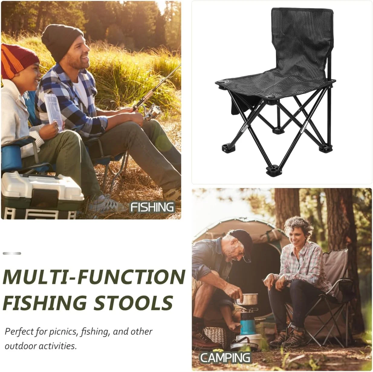 Folding Camping Chair with Carry Storage Bag,Portable Lightweight Foldable Beach Chair Backpacking Chair for Fishing, BBQ, Beach, Travel, Picnic,Hiking,Thicken 600D Oxford,Hold Up to 200lbs (Black) Folding Camping Chair with Carry Storage Bag,Portable Lightweight Foldable Beach Chair Backpacking Chair for Fishing, BBQ, Beach, Travel, Picnic,Hiking,Thicken 600D Oxford,Hold Up to 200lbs (Black)