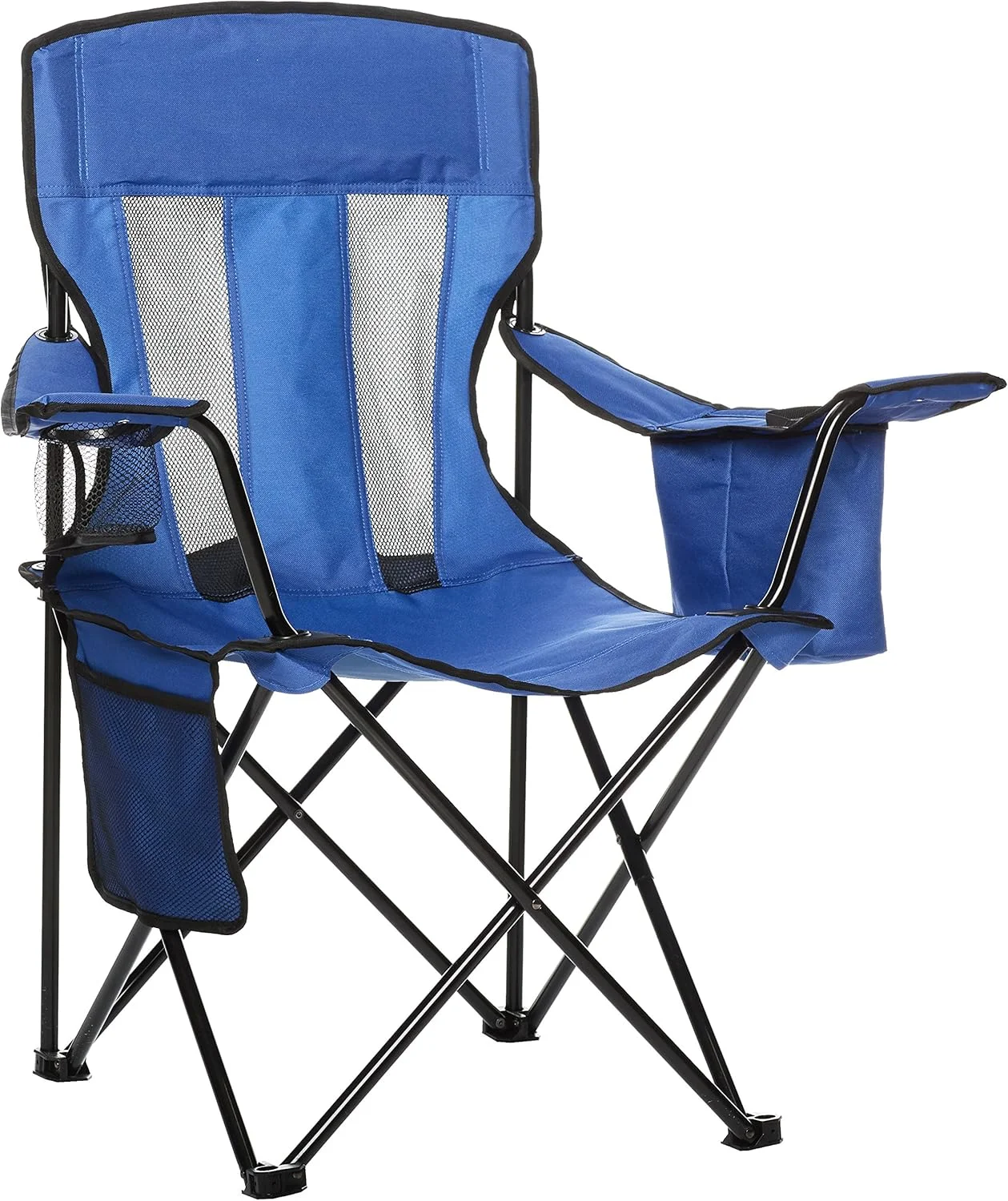 Amazon Basics Mesh Folding Outdoor Camping Chair With Bag - 34 x 20 x 36 Inches, Blue