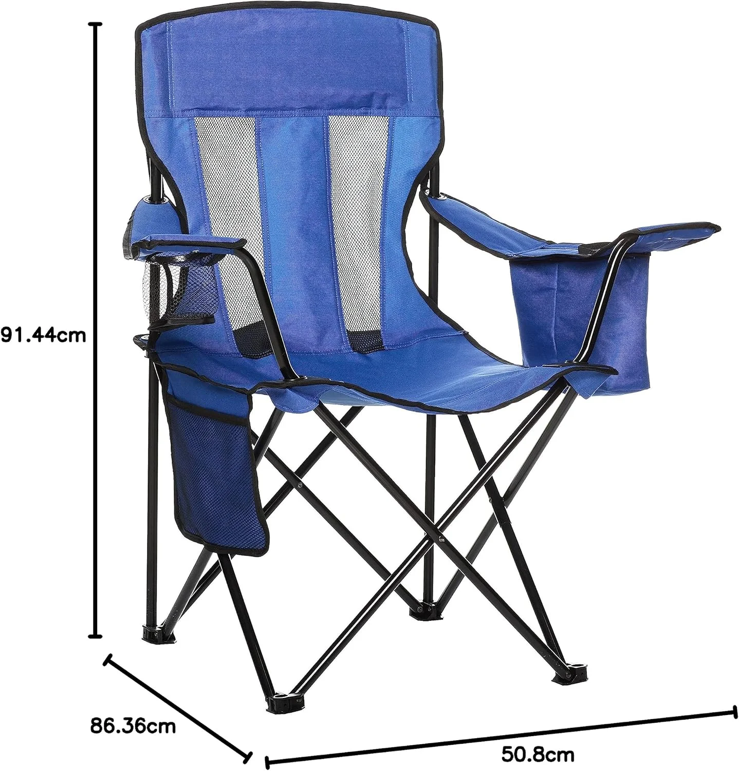Amazon Basics Mesh Folding Outdoor Camping Chair With Bag - 34 x 20 x 36 Inches, Blue