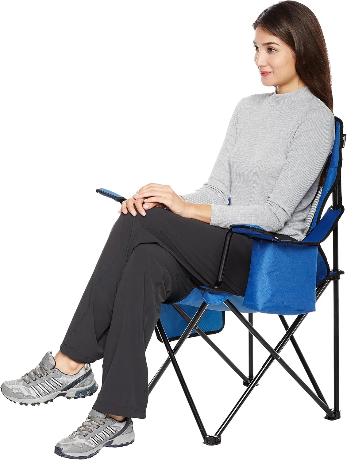Amazon Basics Mesh Folding Outdoor Camping Chair With Bag - 34 x 20 x 36 Inches, Blue