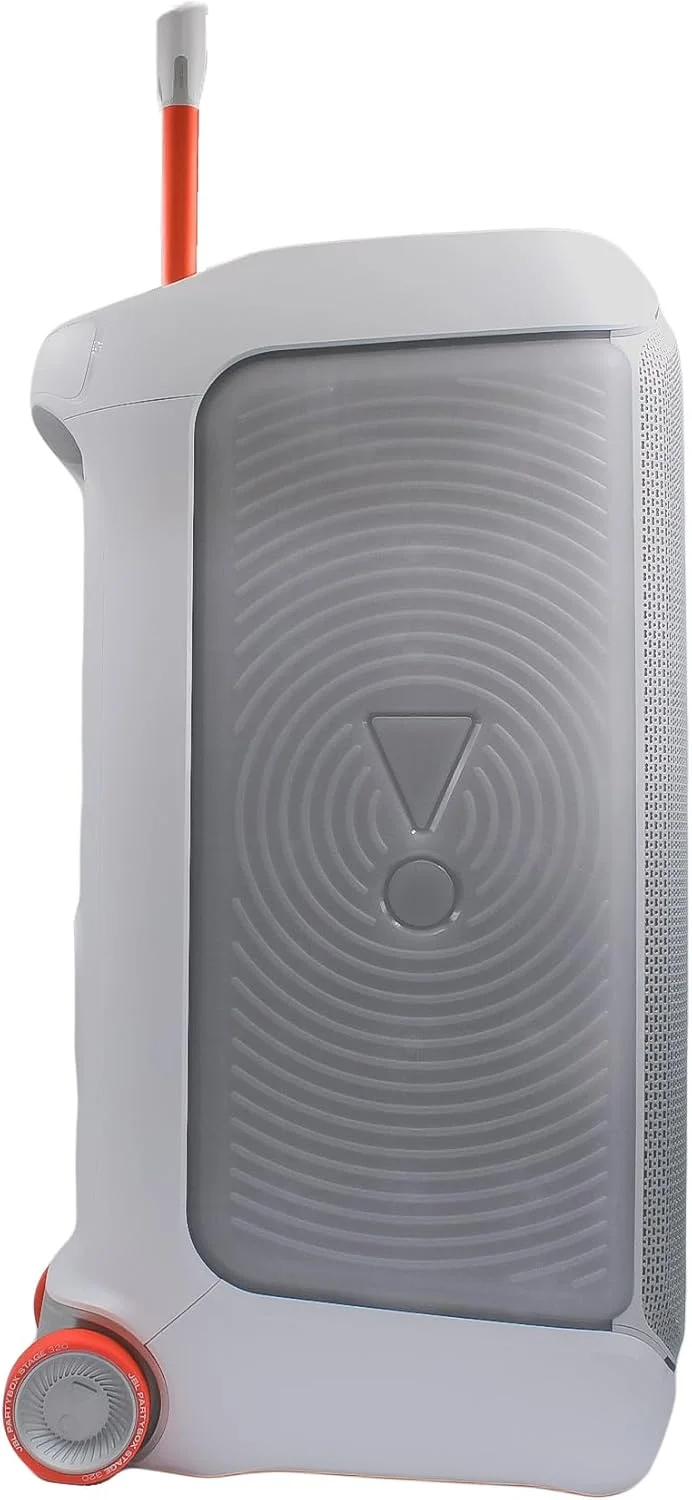 اسپیکر بی سیم قابل حمل ضد آب JBL PartyBox Stage 320 (سفید) - 240 وات - 12 ساعت پخش مداوم - صدای قدرتمند و بیس عمیق + سیستم دو میکروفون + کابل AUX - کیت کارائوکه مهمانی اسپیکر بی سیم قابل حمل ضد آب JBL PartyBox Stage 320 (سفید) - 240 وات - 12 ساعت پخش مداوم - صدای قدرتمند و بیس عمیق + سیستم دو میکروفون + کابل AUX - کیت کارائوکه مهمانی