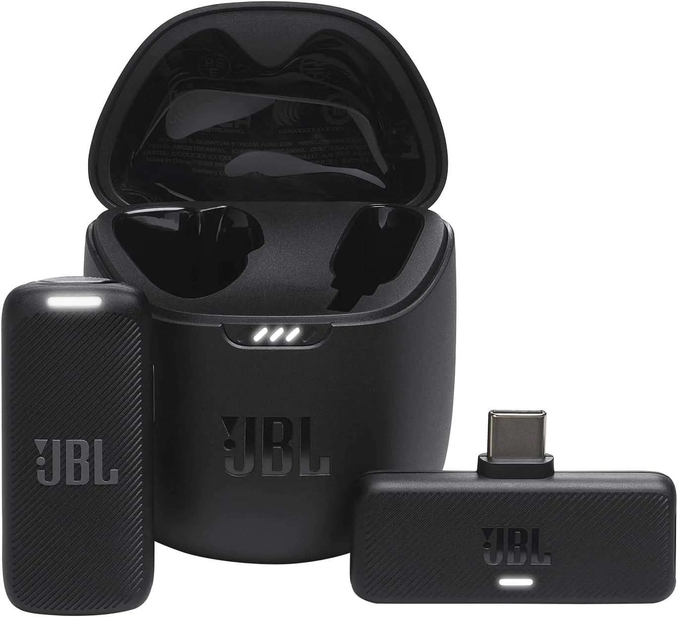 JBL Quantum Stream Wireless USB-C Transfer Microphone, Portable Wireless Transmission Microphone for Crystal Clear Recording, 24 Hours Recording Time, More Fast Charge, Windscreen Included for