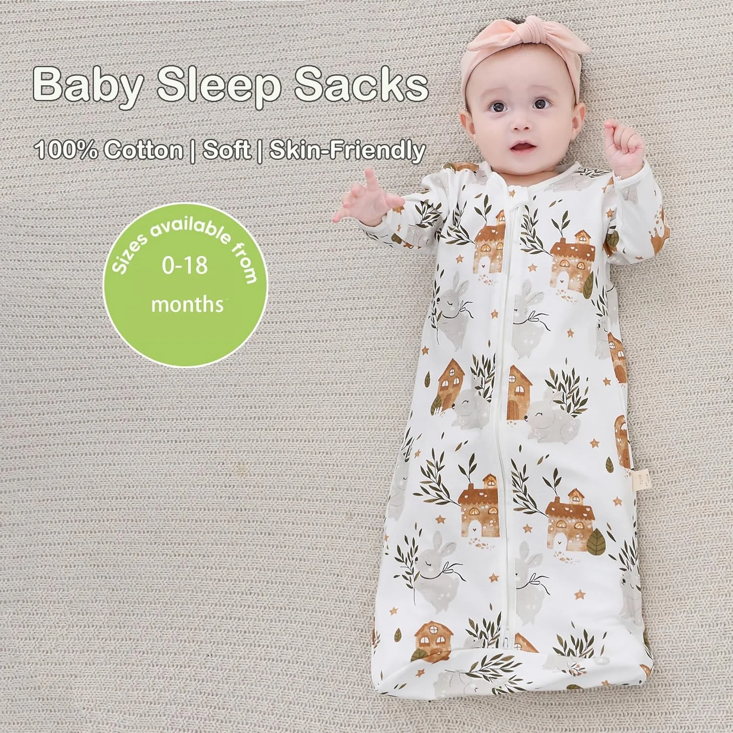 ZONEY 2 Pack Baby Swaddle Sack with Arms Up & Sleeves, Mitten Cuffs, 2-Way Zipper, Sleep Sacks Blanket for Newborns, Toddler Baby Boys & Girls Sleep Bag (Gray&Cloud, L(12-18Months)) ZONEY 2 Pack Baby Swaddle Sack with Arms Up & Sleeves, Mitten Cuffs, 2-Way Zipper, Sleep Sacks Blanket for Newborns, Toddler Baby Boys & Girls Sleep Bag (Gray&Cloud, L(12-18Months))